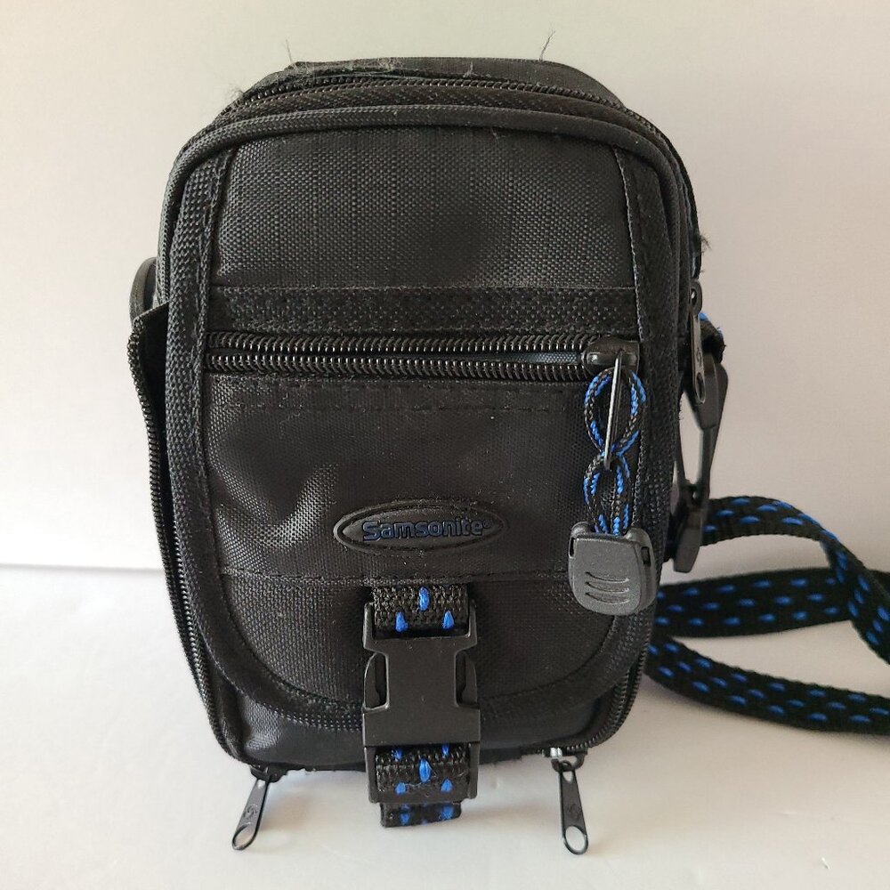 SAMSONITE JOURNEY 4 POCKET MEDIUM CAMERA PHOTO BAG BLUE/BLACK ADJUSTABLE. STRAP